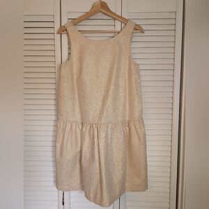 SEZANE LIZIE Glitter Champagne Metallic Drop Waist Mini Dress Size 4